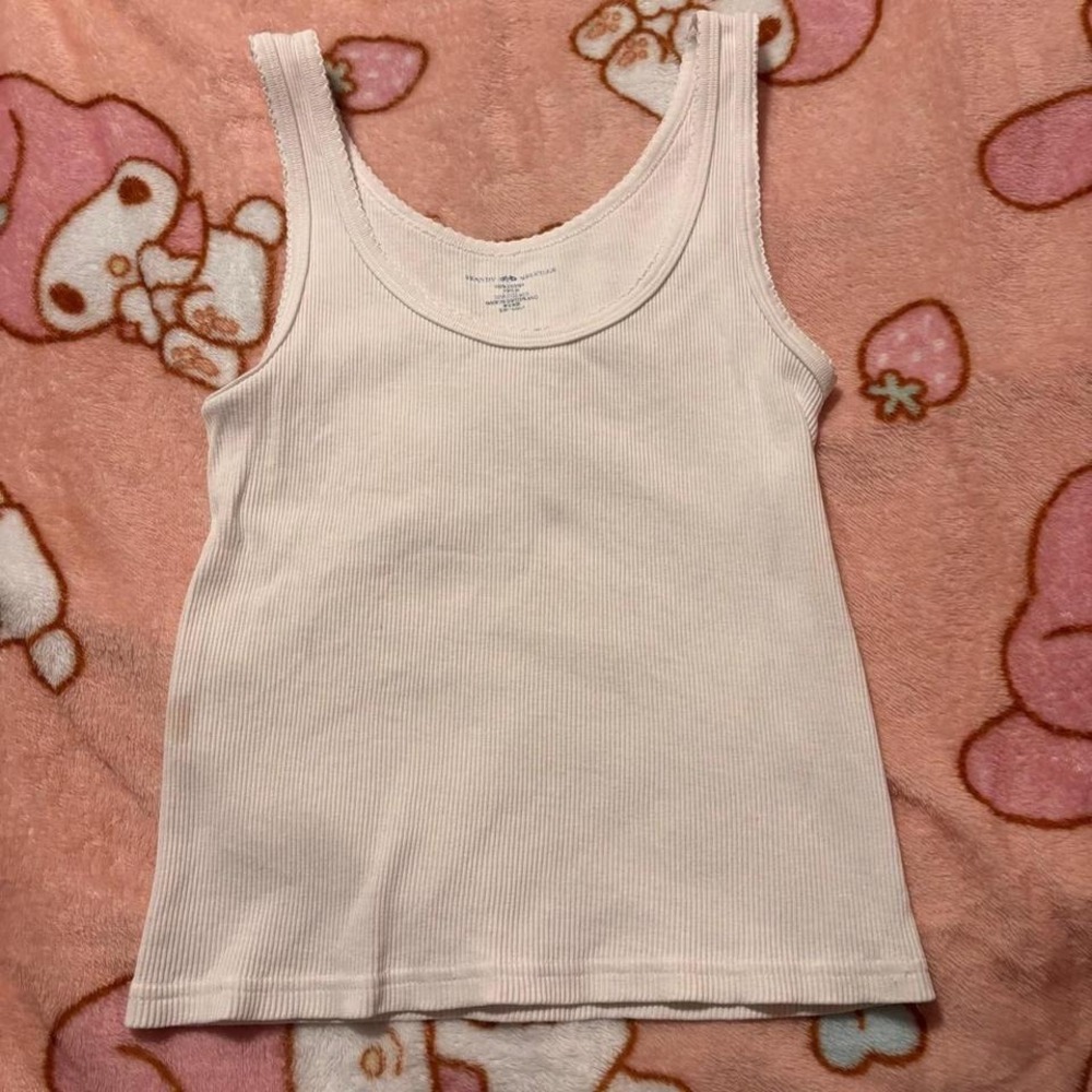 Brandy Melville White Ribbed Tank Top Sleeveless Basic Casual Layering Essential